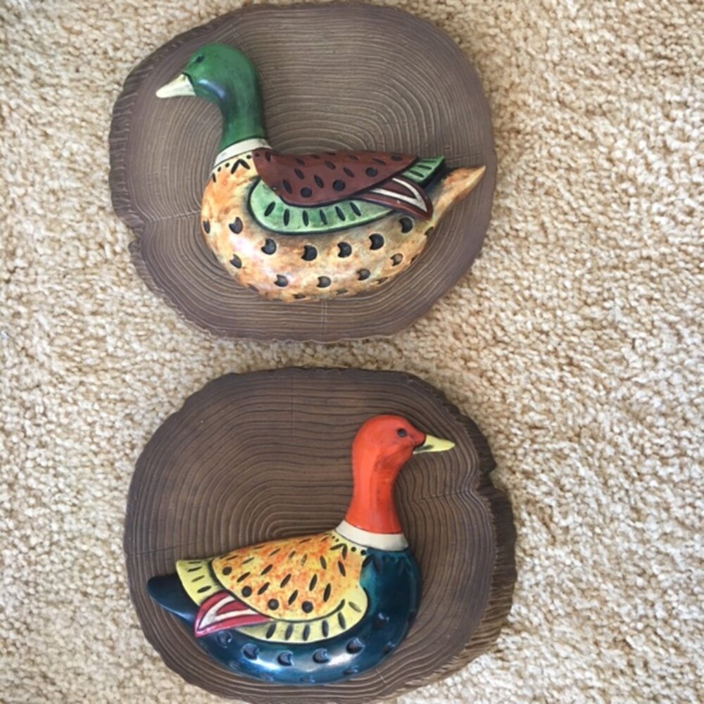 2 VTG Porclain  Mallard Wall Plaques By Lefton